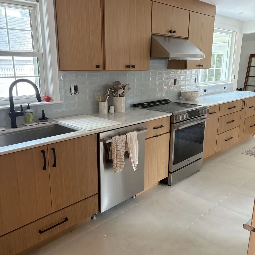 Dedham Warm White-Oak Kitchen