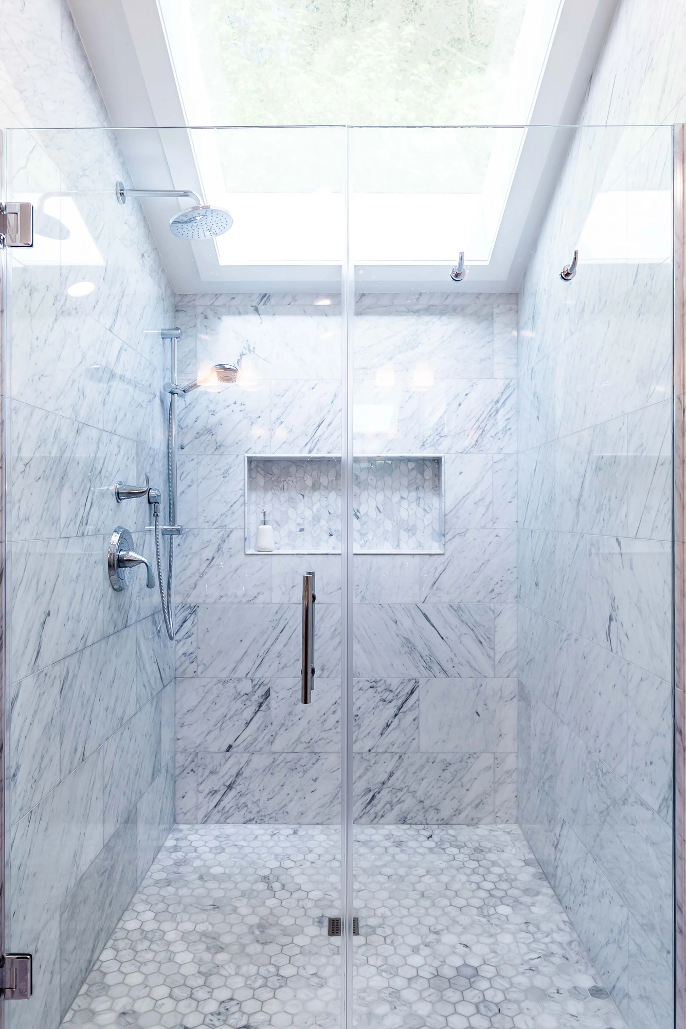 Skylit marble spa bath