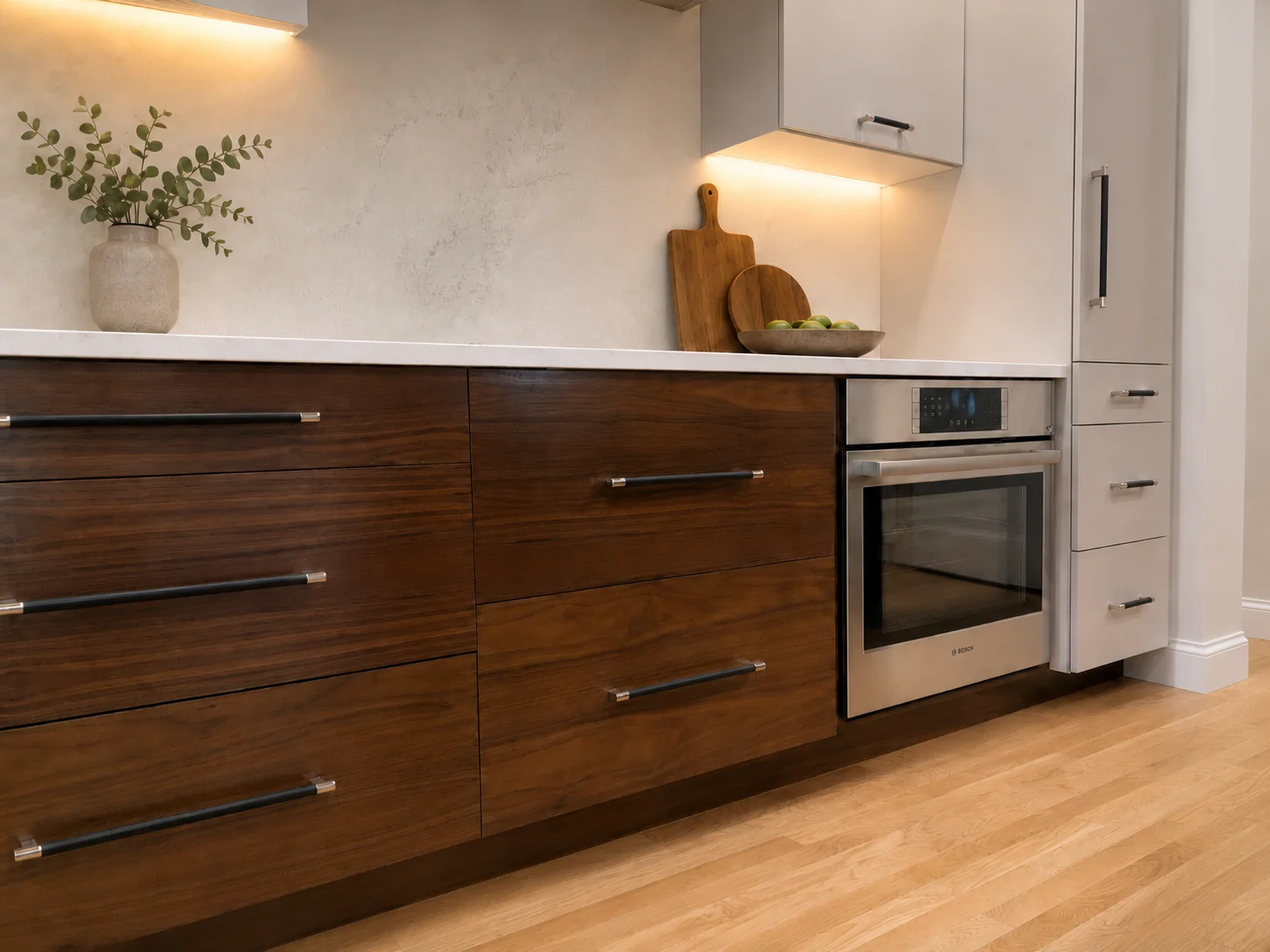 Newton Contemporary Walnut Kitchen — view 3