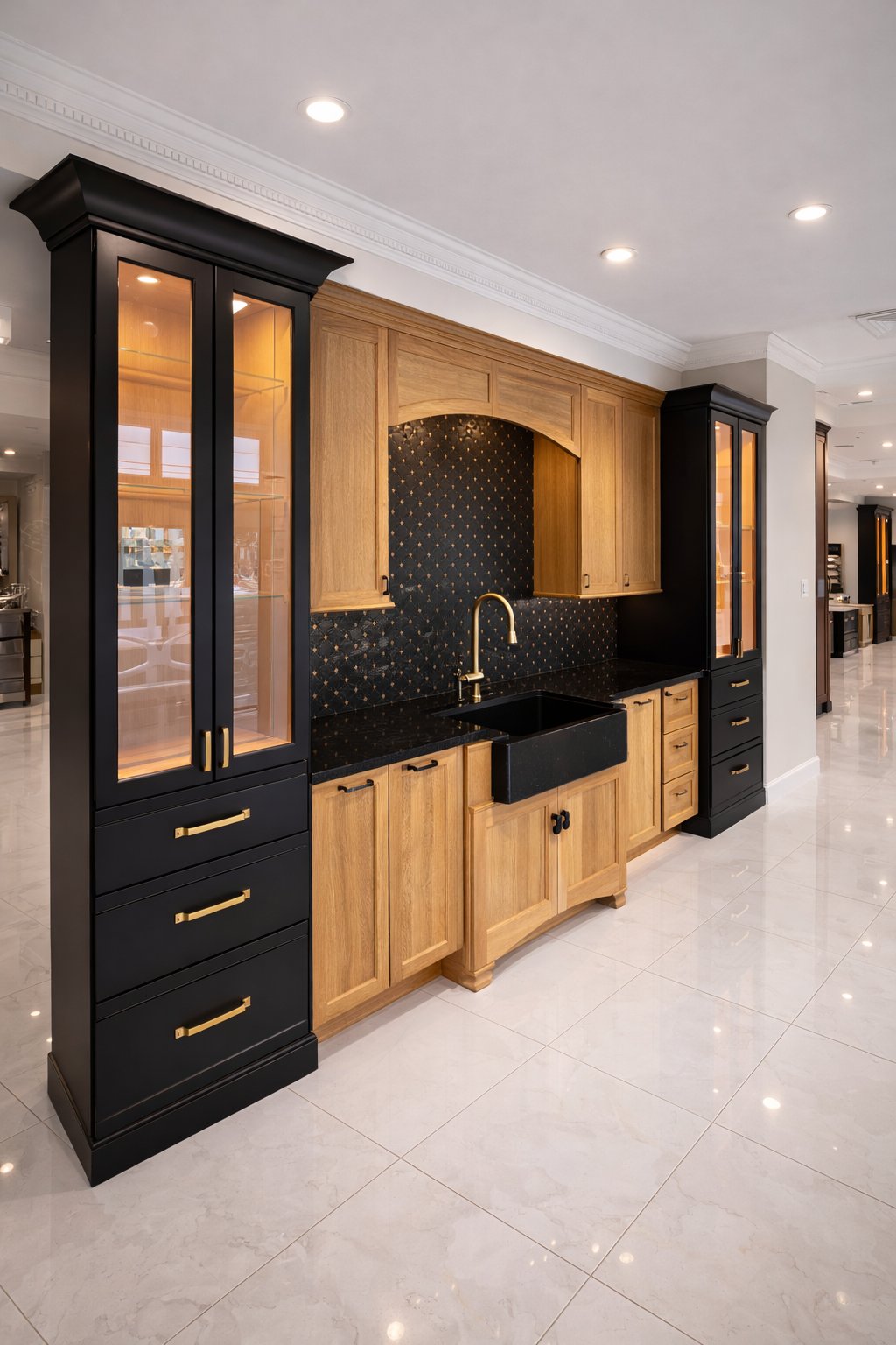 Sleek Kitchen & Bath showroom — Transitional vignette